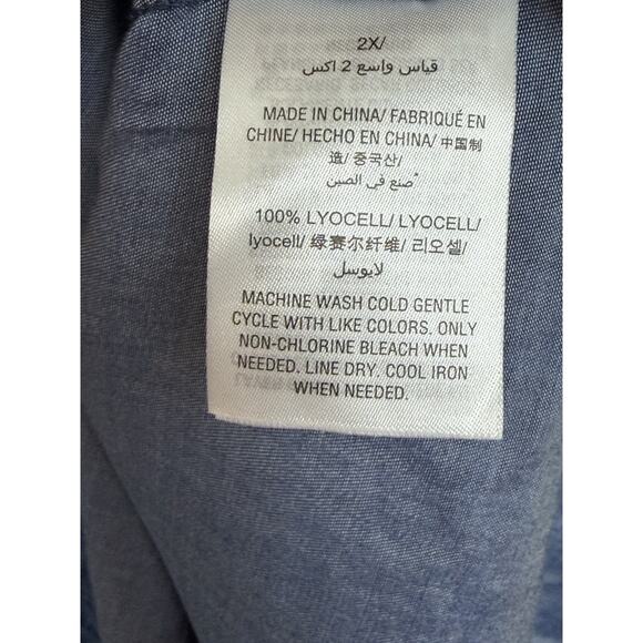 Style & Co. Pintucked Popover Tunic Shirt Women Size 2X Blue Plaid Peasant - Picture 13 of 13